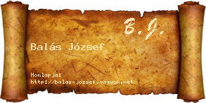 Balás József névjegykártya